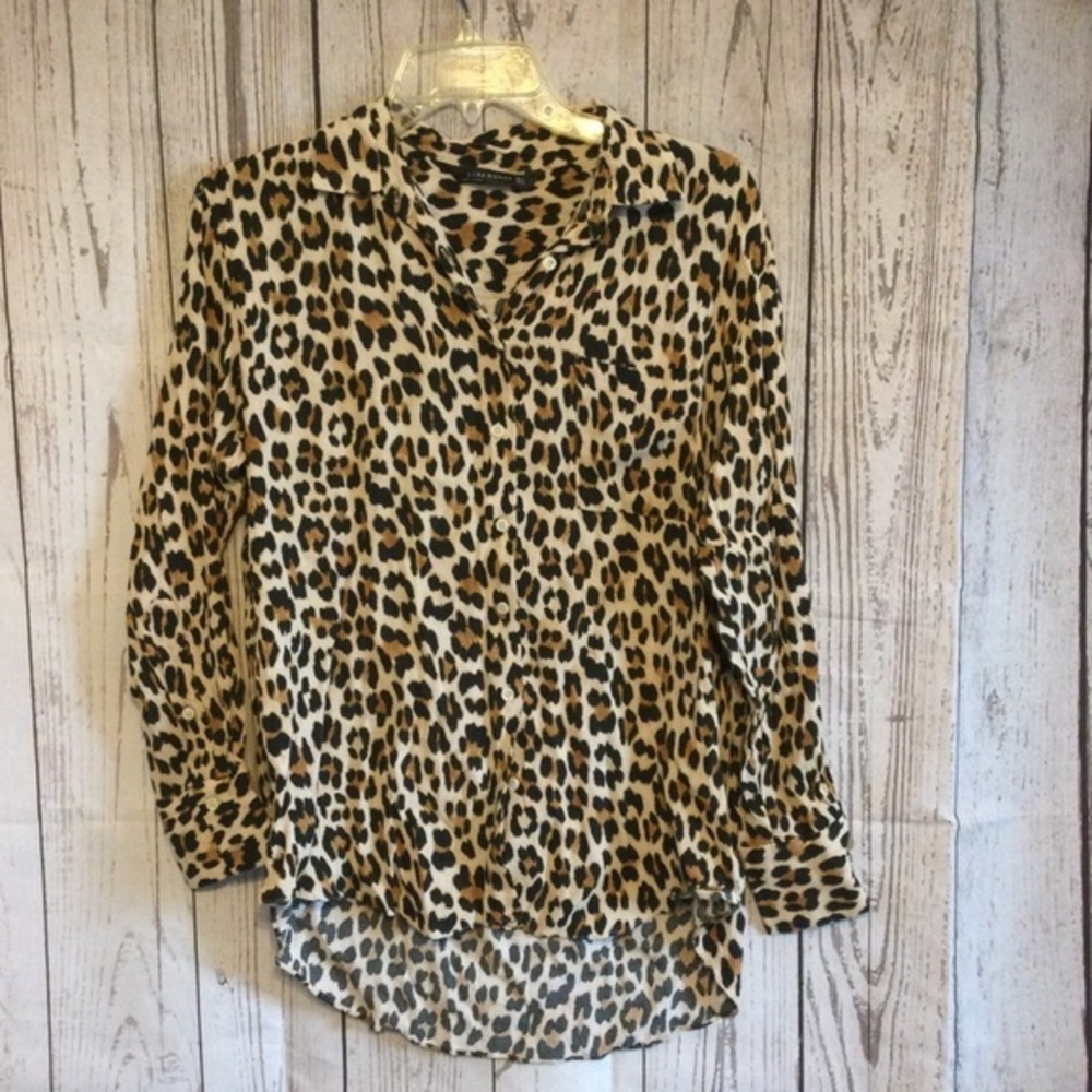 Zara Woman Animal Print Women's Chic Blouse Top Office Casual Size Small